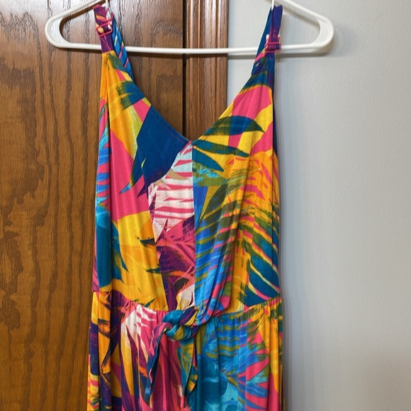 LANE BRYANT UEC Size 14/16 Sleeveless Tropical Print Midi Dress Pink Blue yellow - Picture 5 of 16